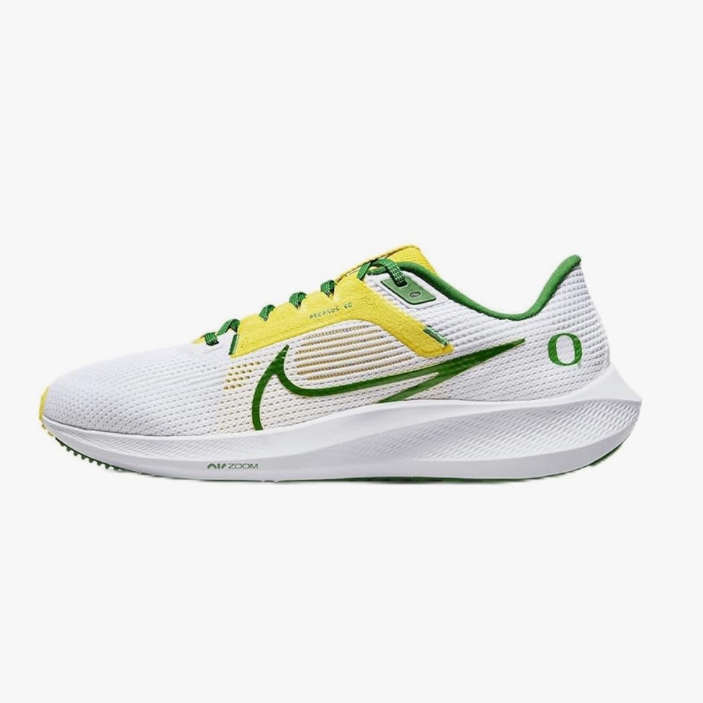 NWOT Oregon Ducks Nike Unisex Zoom Pegasus 40 Running Shoes-White Size 10 - Picture 2 of 15